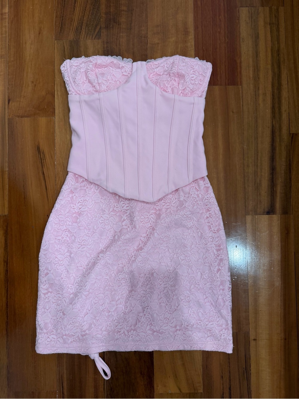 Outcast Pink Lace Corset Mini Dress
